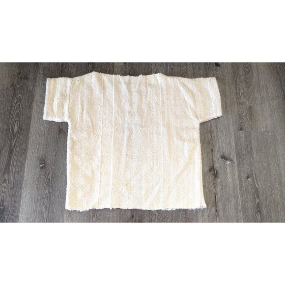 Vintage ivory chunky striped sequin knit sheer string beaded back pullover sweat - Picture 4 of 10